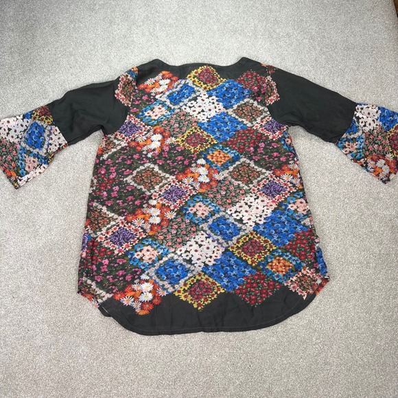 Johnny Was XS Floral Patchwork Blouse Button Down‎ Bohemian Tunic Top Western - Picture 7 of 13